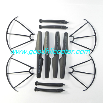 SYMA-X5S-X5SC-X5SW Quad Copter parts Main blades + protection cover + undercarriage (black color) - Click Image to Close